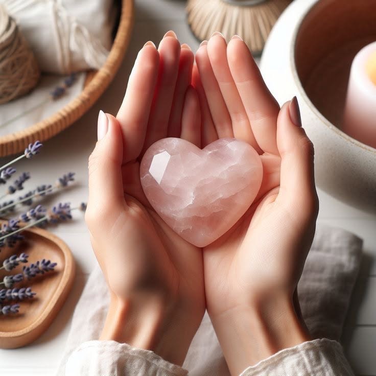 Rose quartz heart to wear as a reminder of softness